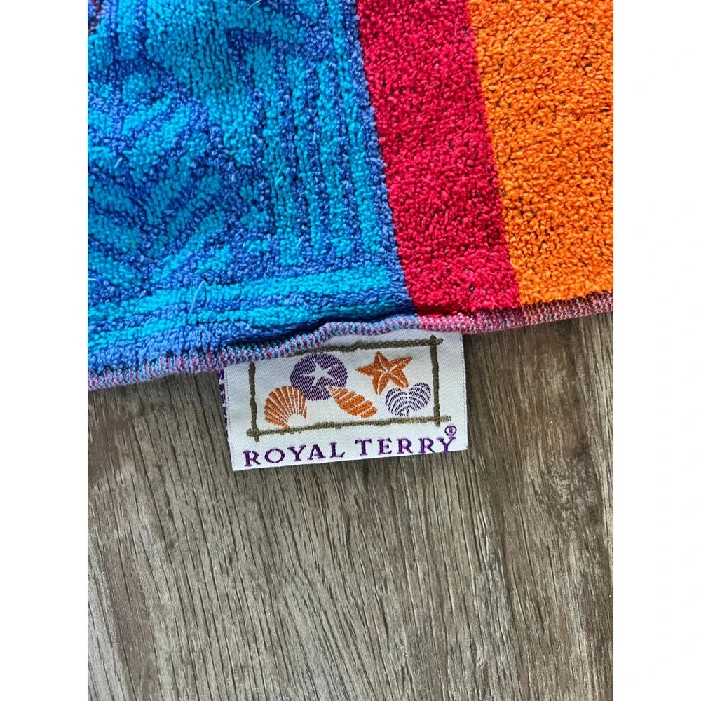 Vintage Royal Terry Pineapple Beach Towel Bright Tropical Oversized 37x63 Cotton